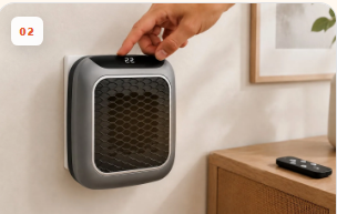 Wall-mounted HeatMe Pro Portable Heater being adjusted by hand in an Australian home